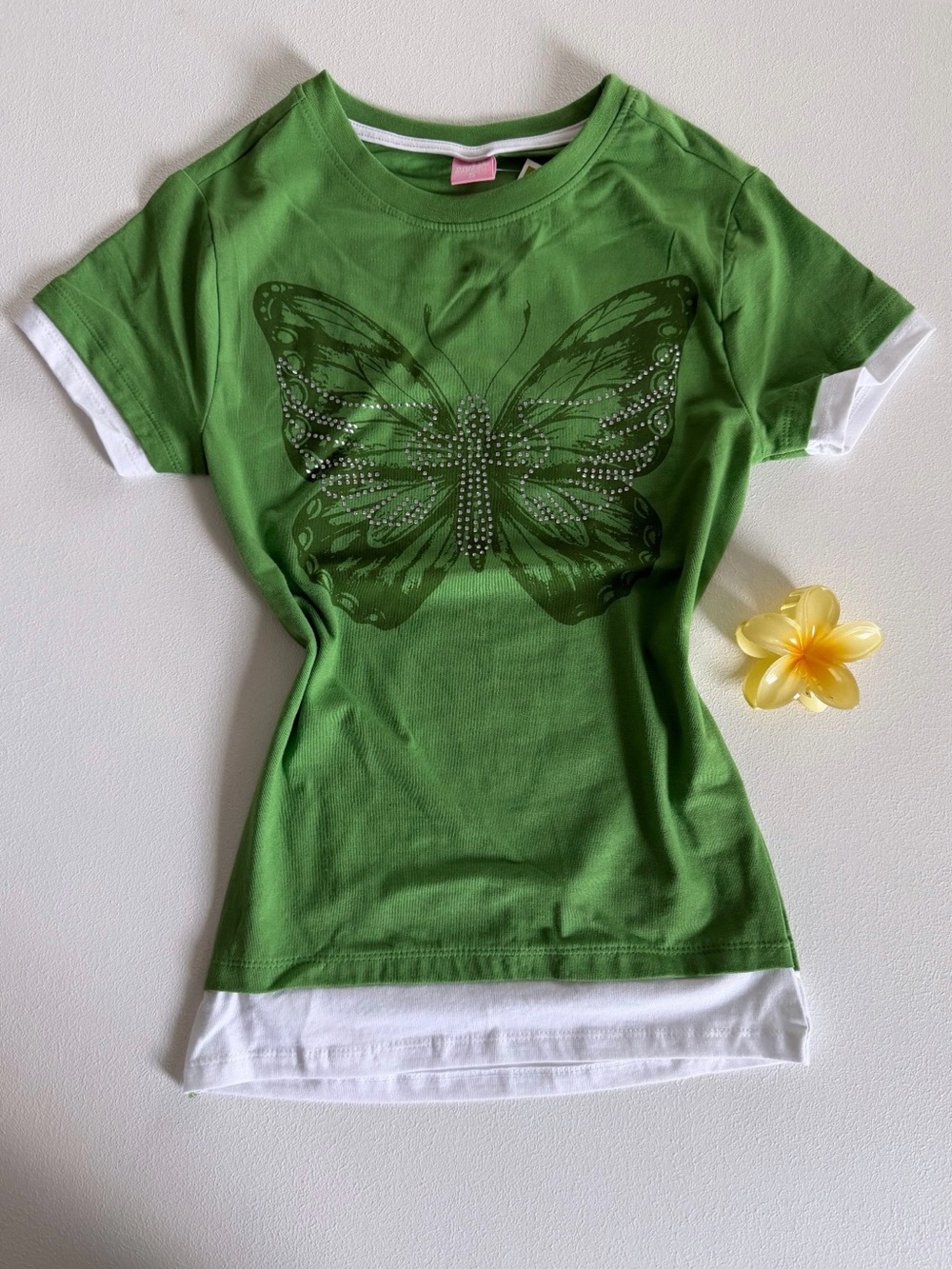 Butterfly Graphic Layered Baby Tee Y2K Style